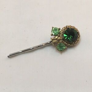 Hair Barrette with Emerald Green Crystals